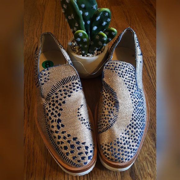 Free People Shoes - Free People Gold Blue Snake Eye Loafer 39 NWT